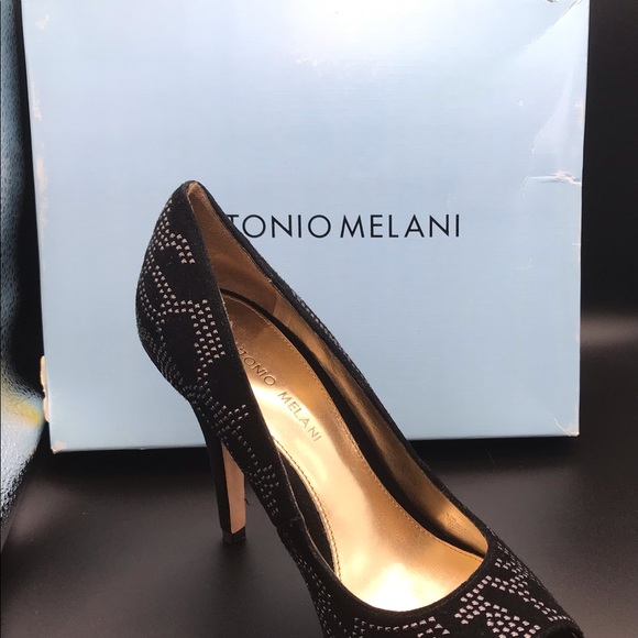 ANTONIO MELANI BLACK ANGELINE PEEPTOE PUMP SIZE 8.5M - Picture 9 of 16